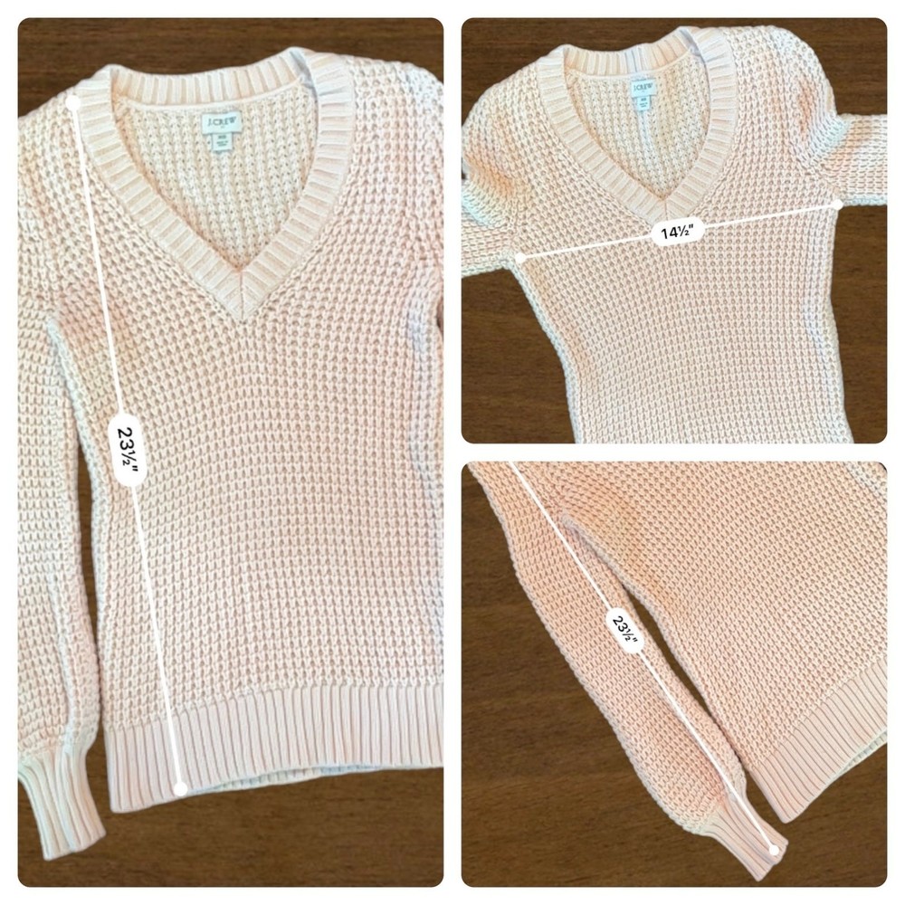 J.Crew Cotton Crochet Knit V-Neck Sweater Blush Pink XS - Picture 5 of 14